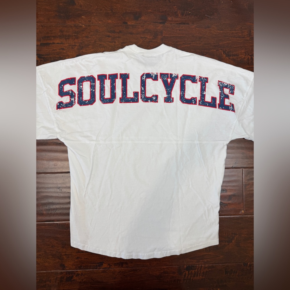 Soulcycle Spirit Long-Sleeve T-Shirt, Unisex Small, Red, White and Blue Top